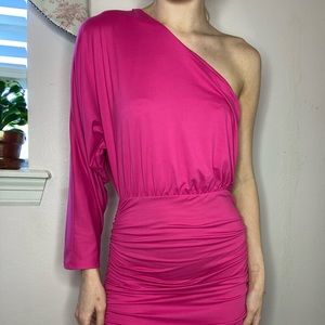 Hot Pink One-Shoulder Dress